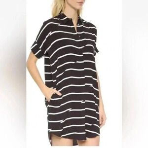 Madewell | Black & White Stripe Button Down T-Shirt Dress Size XXS